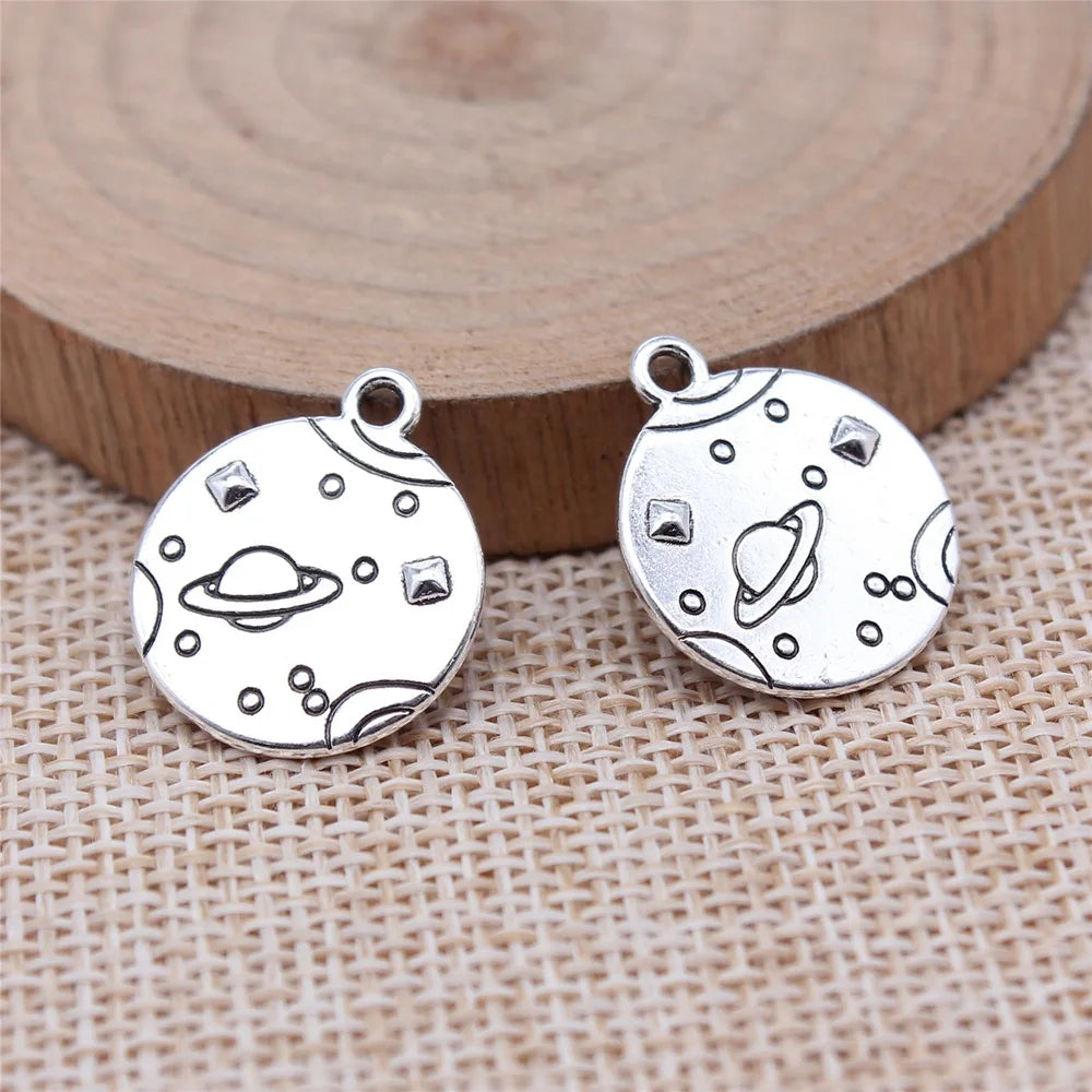 17x20mm 1.8g Antique Silver Zinc Alloy Space Planet Astral Body Charm Pendant for DIY Jewelry Making