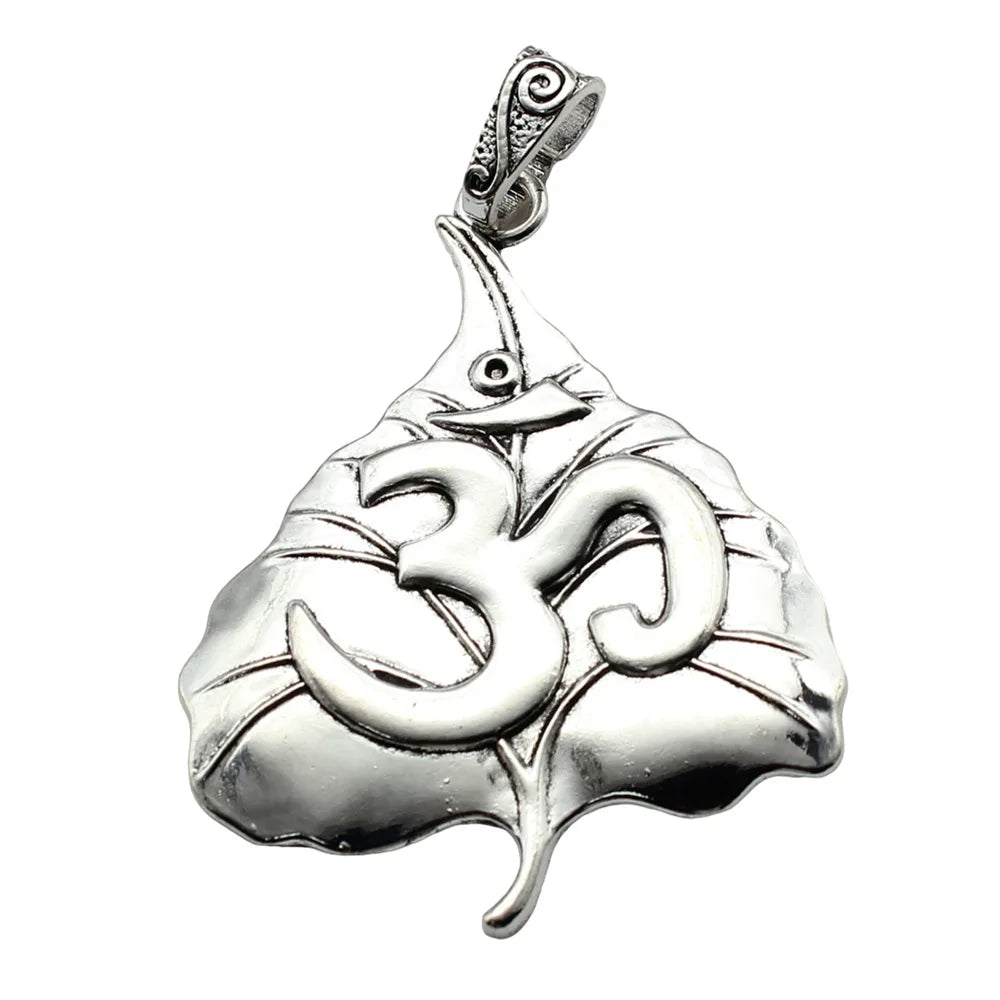 74x56mm 21g Zinc Alloy Bodhi Leaf OM Yoga Symbol Charm Pendant for DIY Necklace Jewelry Making