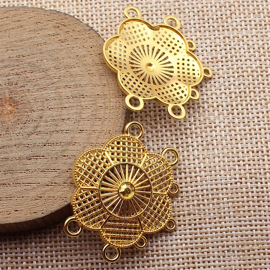 35x32mm 2.4g Multi-Color Zinc Alloy Multi-Hole Flower Connector Charm for Body Chain Jewelry Making