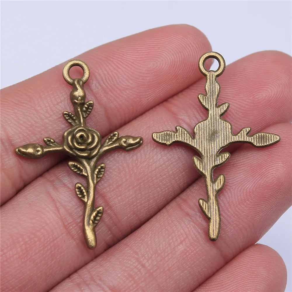 35x23mm 1.9g Multicolor Zinc Alloy Flower Cross charm pendant for DIY necklace bracelet making