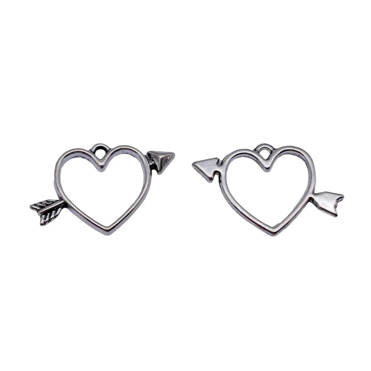 18x12mm 0.39g Antique Silver Zinc Alloy Bow and Arrow Heart Charm Pendant for DIY Jewelry Making