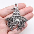 58x48mm 9.3g Antique Silver Zinc Alloy Witch Charm Pendant for DIY Halloween Jewelry Making