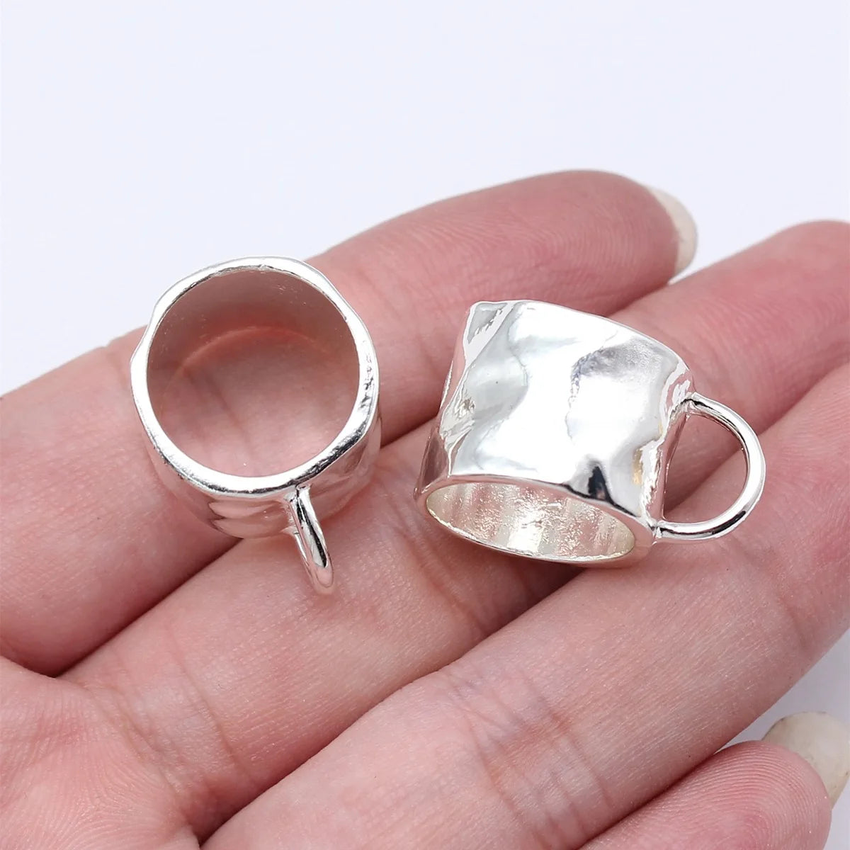 24x17x14mm 5.6g Bright Silver Zinc Alloy Hammered Scarf Buckle Jewelry Finding for DIY Scarf Accessories