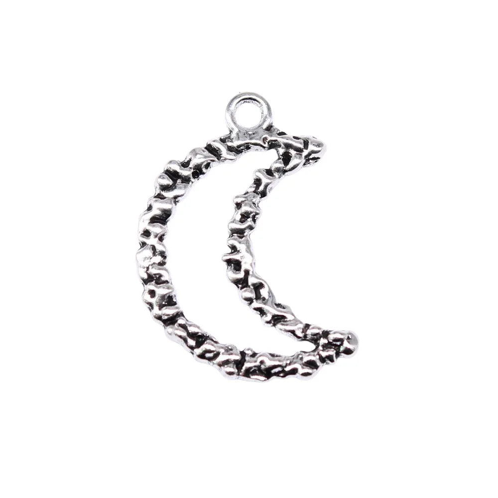 23x16mm 1.1g Antique Silver Zinc Alloy Moon Celestial Charm Pendant for DIY Necklace Bracelet Making