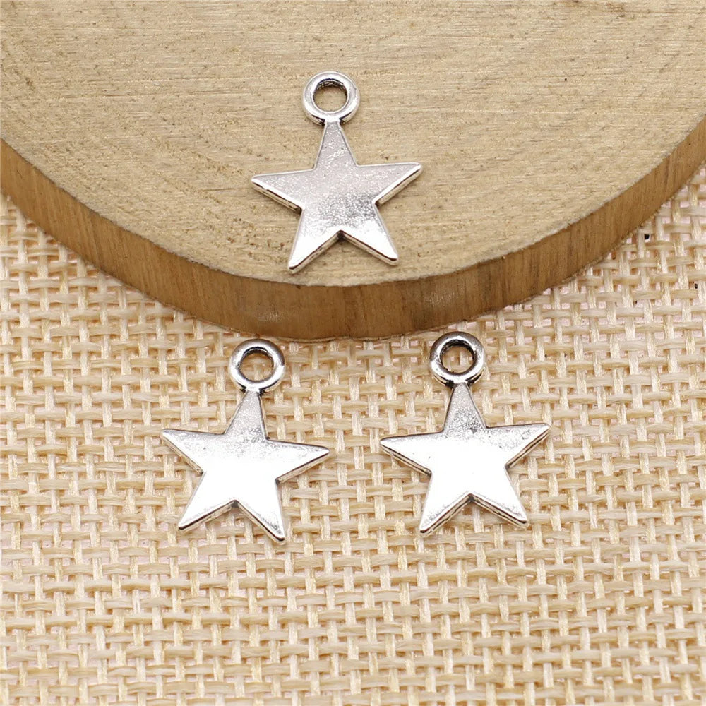 15x12mm 0.6g Multicolor Zinc Alloy Five-Point Star Charm Pendant for DIY Necklace Bracelet Making