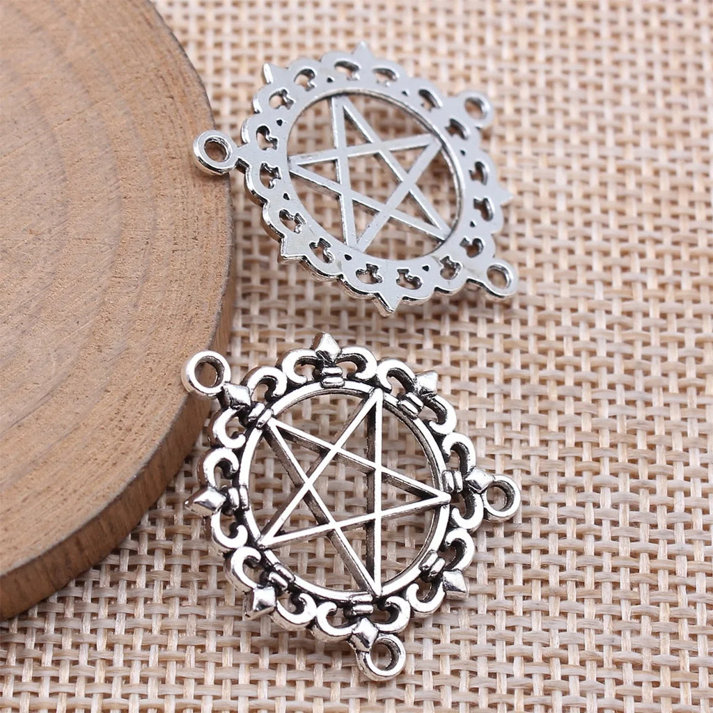 27x24mm 2.1g Multicolor Zinc Alloy Five-Point Star Three-Hole Connector Charm for DIY Jewelry Making