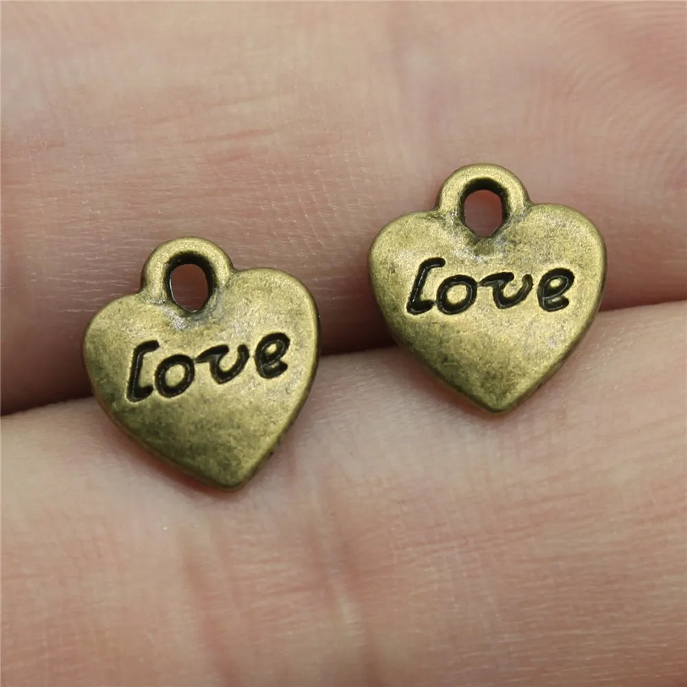 11x10mm 0.7g Multicolor zinc alloy double sided LOVE Heart charm pendant for DIY jewelry making