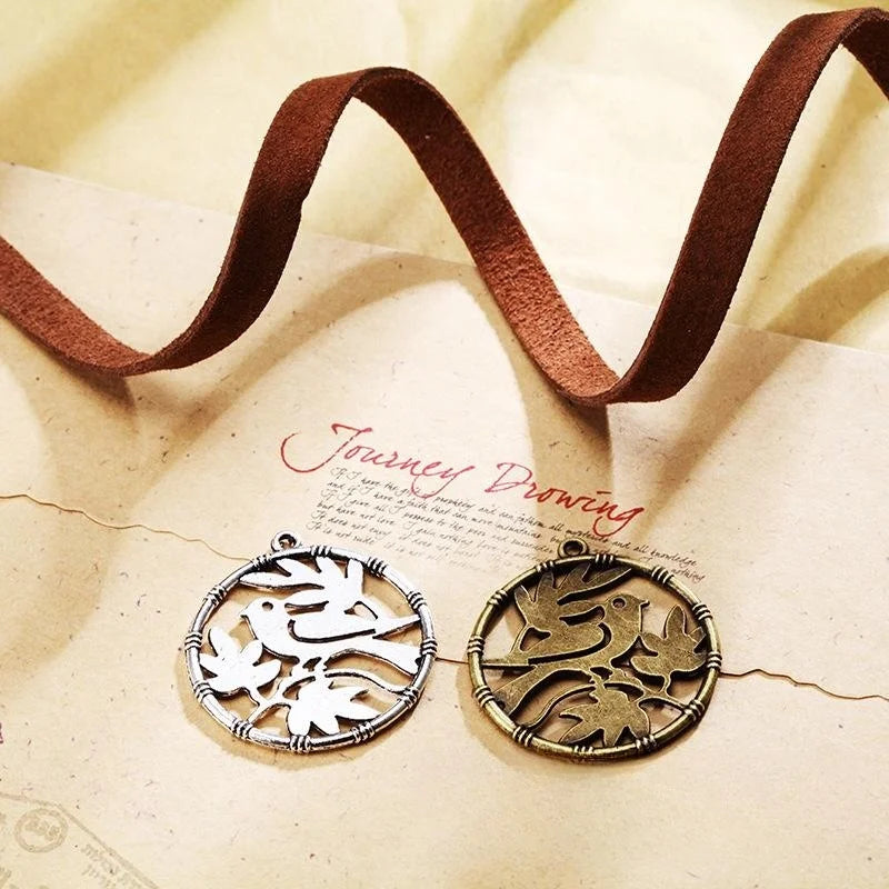 32MM Antique Silver Zinc Alloy Bird Double Sided Charm Pendant for DIY Necklace Bracelet Jewelry Making