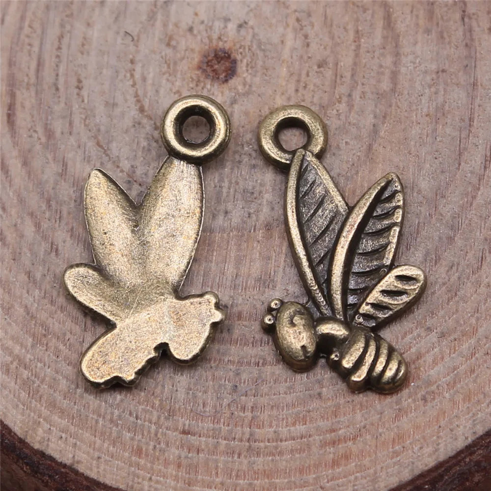 19x15mm 0.7g Multicolor Zinc Alloy Bee Charm Pendant for Necklace Bracelet Jewelry Making