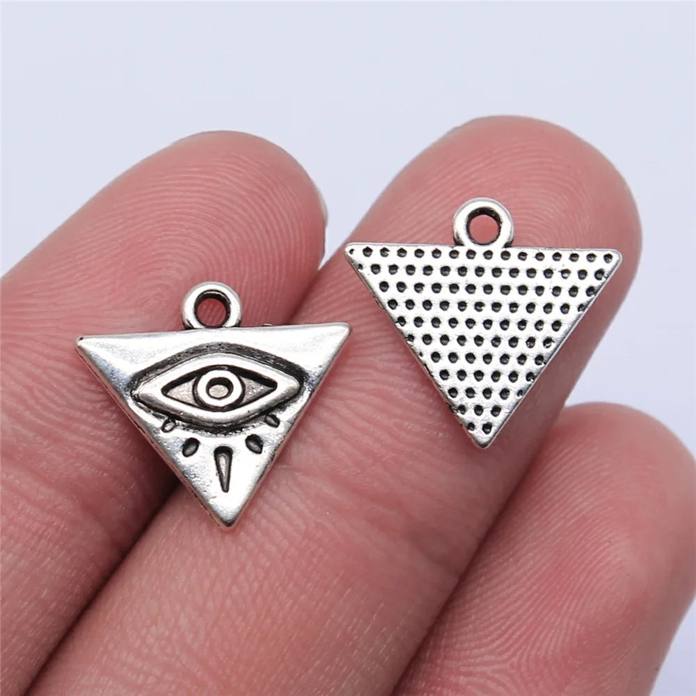 14x13mm 0.9g Multicolor Zinc Alloy Triangle Eye Charm Pendant for DIY Necklace Bracelet Making