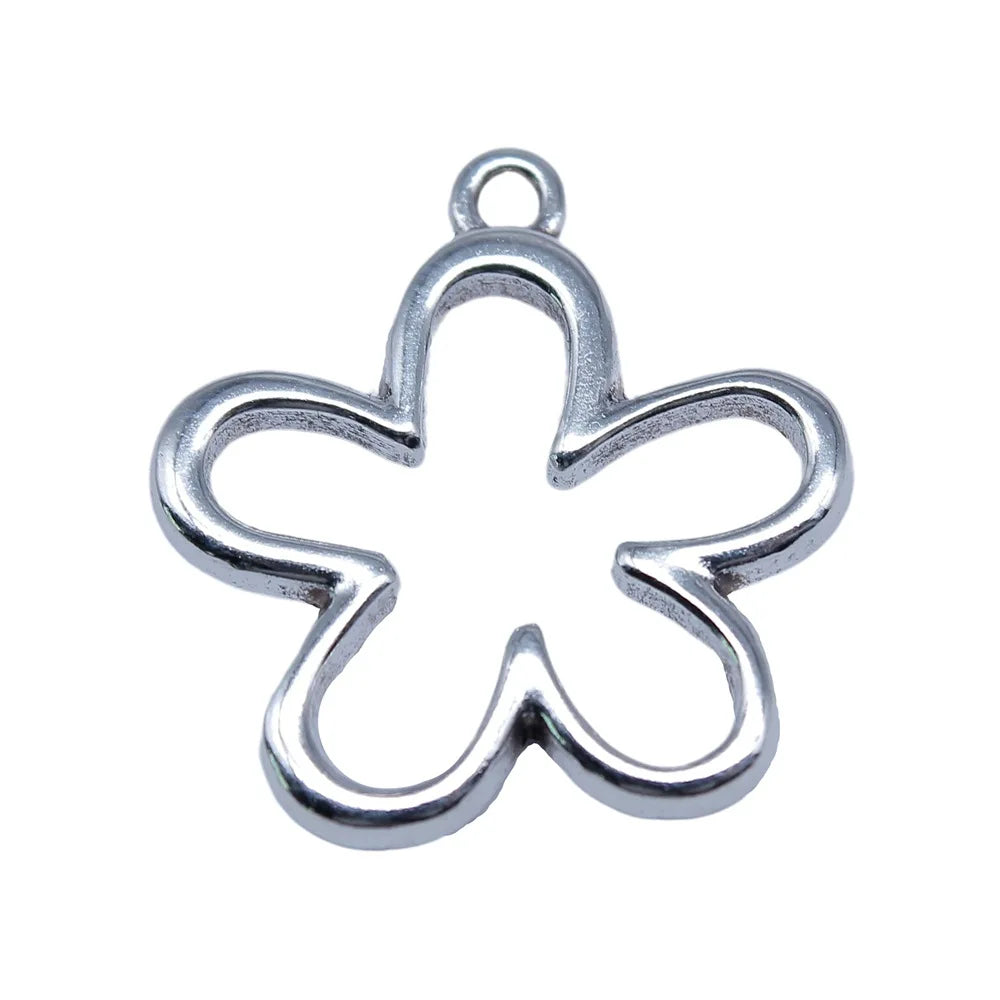22x23mm 1.6g Multicolor Zinc Alloy Hollow Flower charm pendant for DIY necklace bracelet making