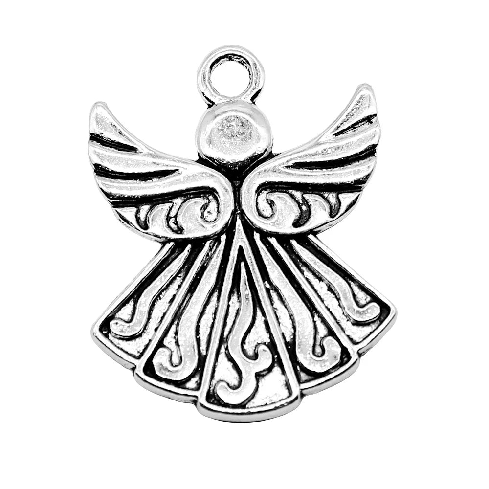 40x32mm 8.9g Antique Silver Zinc Alloy Angel Figure Charm Pendant for DIY Necklace Bracelet Making