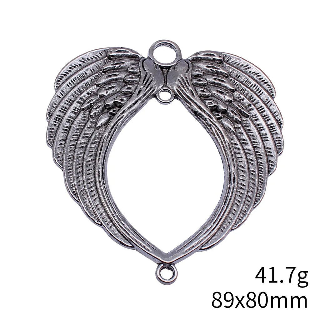 89x80mm 41.7g Antique Silver Zinc Alloy Large Wing Connector Charm for DIY Necklace Jewelry Making