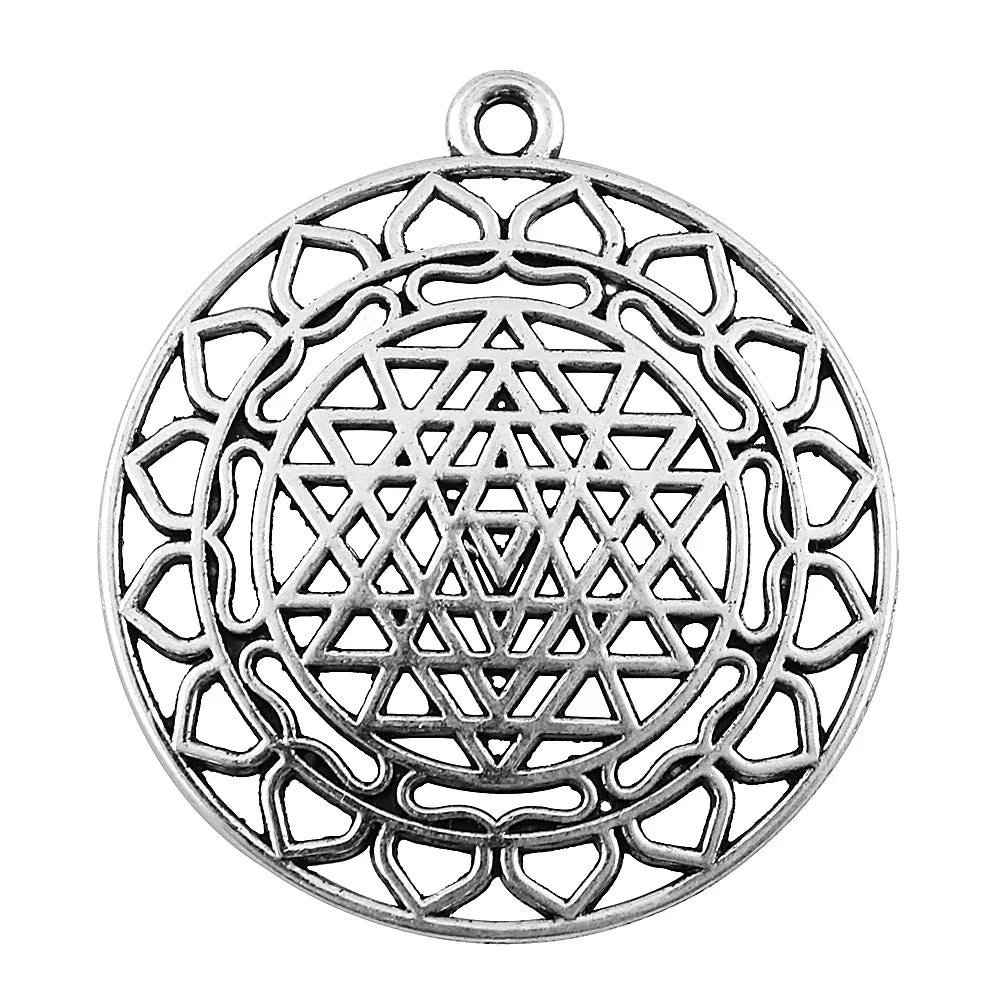44x40mm 8g Multicolor Zinc Alloy Sri Yantra Charm Pendant for DIY Bracelet Necklace Making