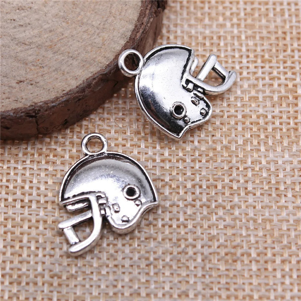 19x17mm 2.8g Zinc Alloy Football Helmet Charm Pendant for DIY Sports Jewelry Making