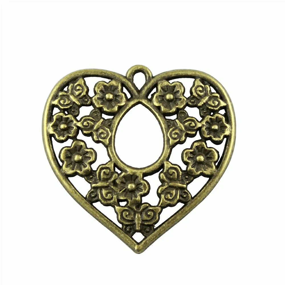 30x30mm 3.6g Multicolor Zinc Alloy Flower Heart Charm Pendant for DIY Handmade Jewelry Making