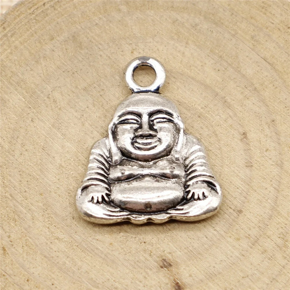25x22mm 5.1g Antique Silver Zinc Alloy Buddha Charm Pendant for DIY Jewelry Making and Accessories