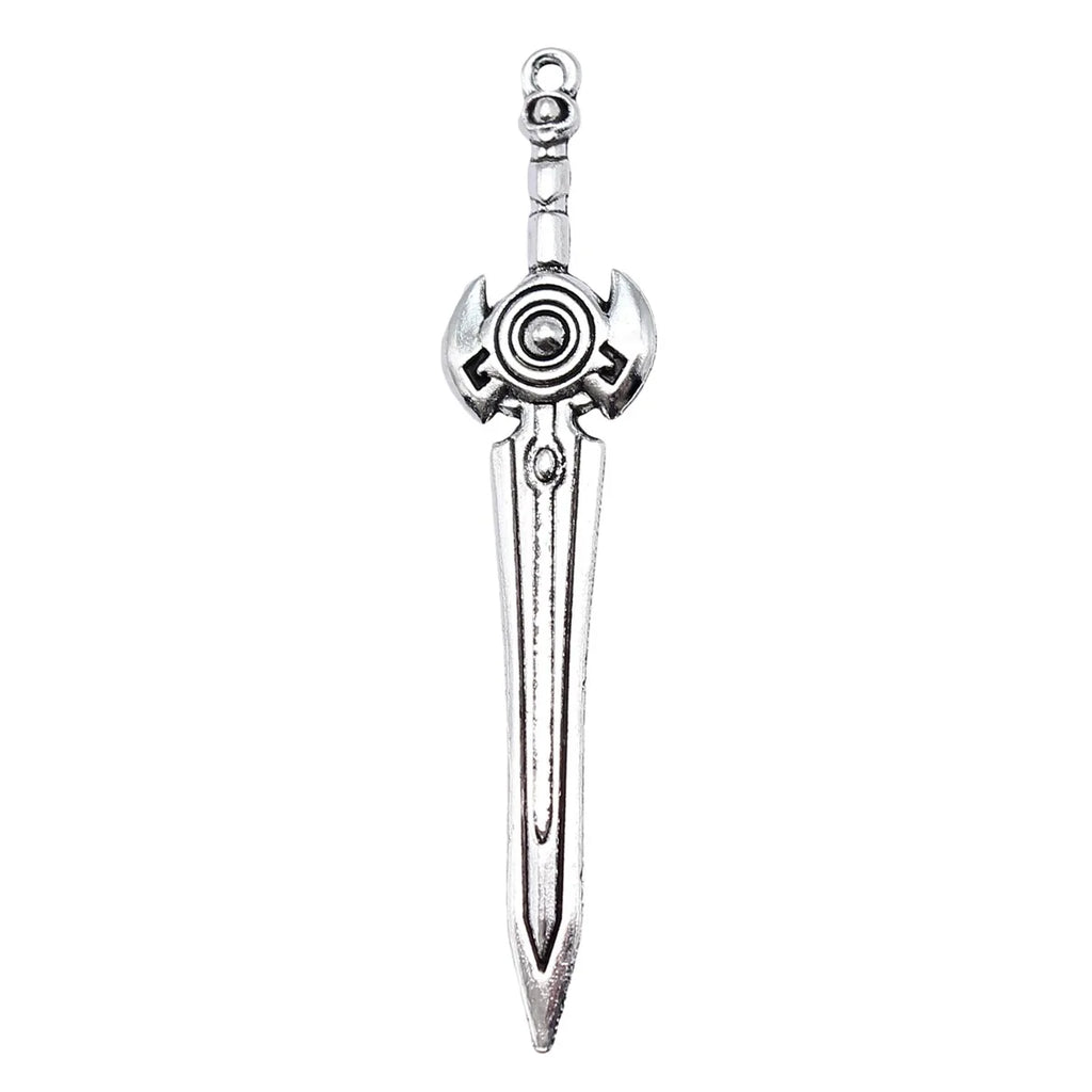 59mm 2.7g Antique Silver Tone Zinc Alloy Blade Spear Sword Halberd Charm Pendant for Cosplay DIY