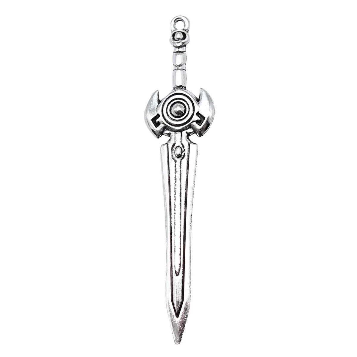 59mm 2.7g Antique Silver Tone Zinc Alloy Blade Spear Sword Halberd Charm Pendant for Cosplay DIY