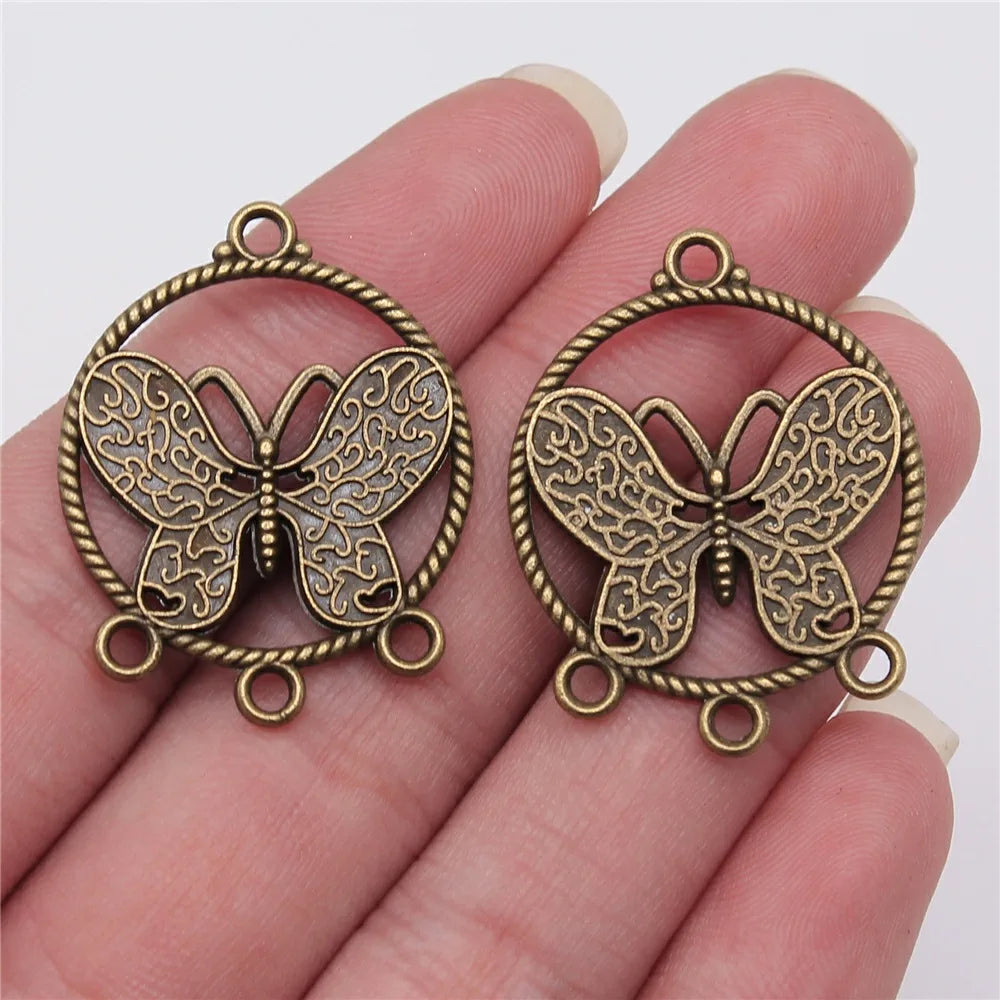 32x26mm 3.5g Multicolor Zinc Alloy Butterfly Earring Connector Charm for DIY Earrings Jewelry Making