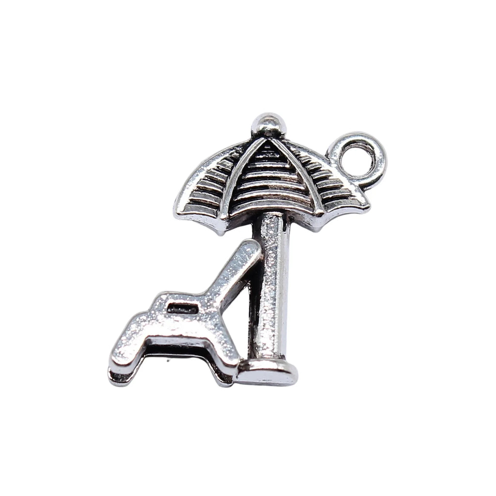 18x19mm 1.9g Antique Silver Zinc Alloy Beach Chair Charm Pendant for DIY Necklace Bracelet Making