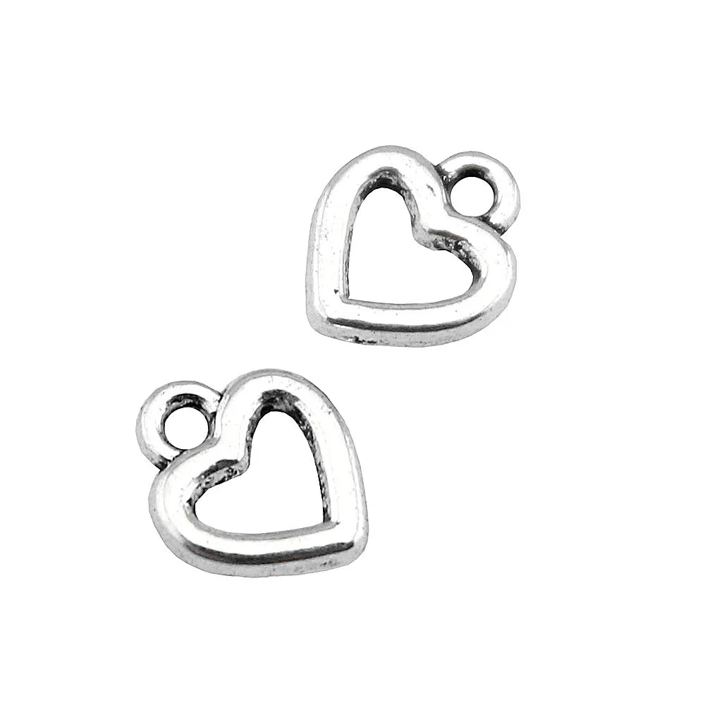 8x7mm 0.12g Multicolor Zinc Alloy Hollow Heart Charm Pendant for DIY Doll Clothes Jewelry Making