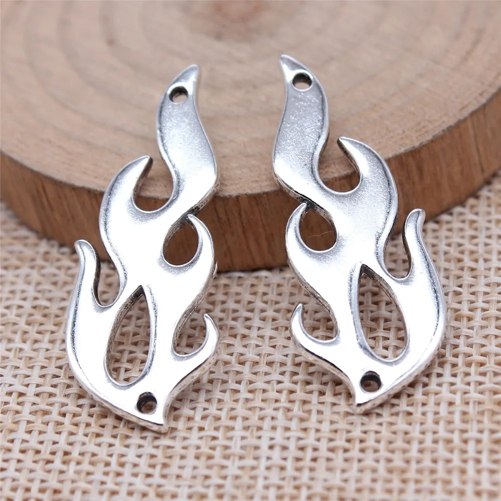 15x38mm 3.6g Antique Silver Zinc Alloy Flame Connector Charm for DIY Bracelet Necklace Jewelry Making