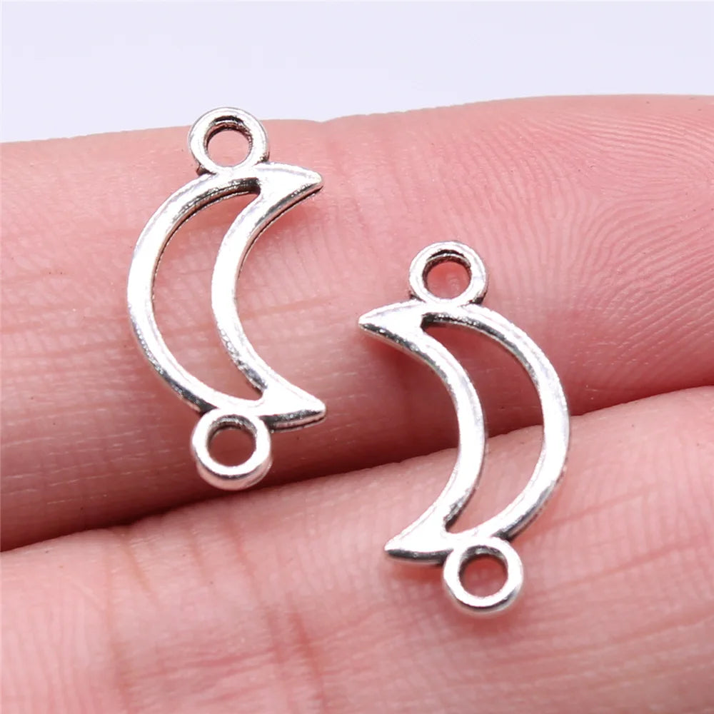 18x9mm 0.41g Multicolor Zinc Alloy Hollow Moon Connector Charm Pendant for Bracelet Jewelry Making