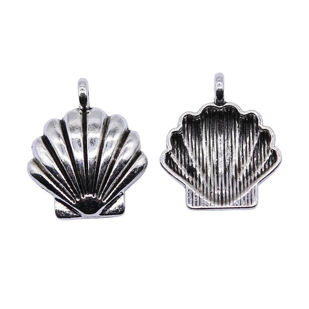 14x17mm 0.9g Antique Silver Zinc Alloy Shell Charm Pendant for DIY Bracelet Necklace Jewelry Making
