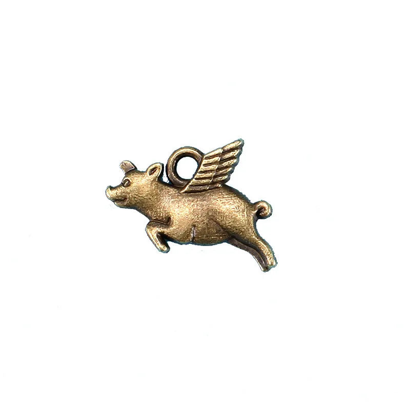 16x13MM Antique Silver Zinc Alloy Flying Pig Charm Pendant for DIY Necklace Bracelet Jewelry Making