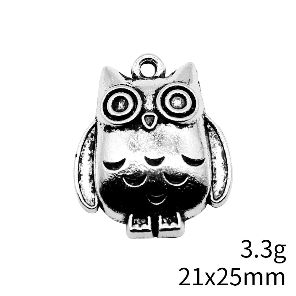 21x25mm 3.3g Zinc Alloy Owl Cat Charm Pendant for DIY Necklace Bracelet Jewelry Making