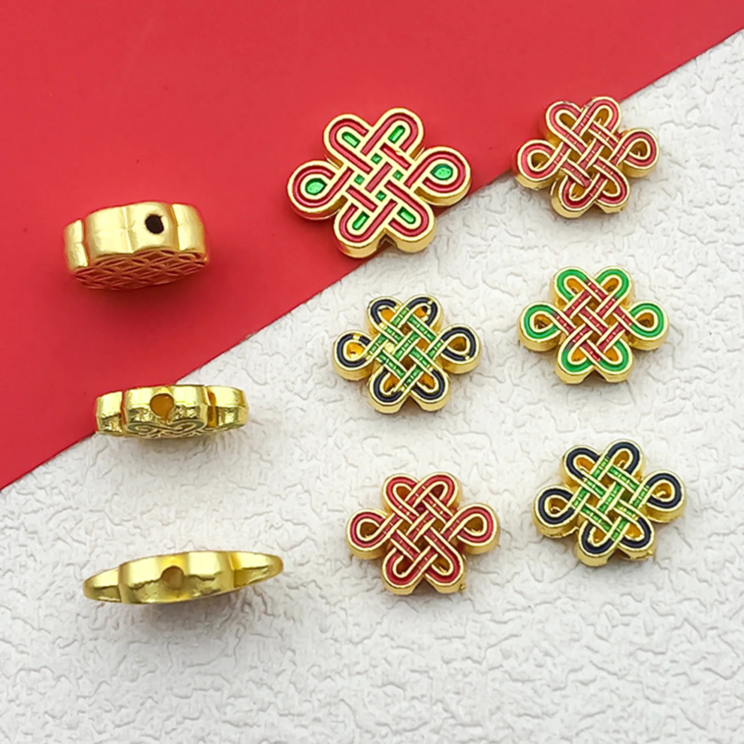 Zinc Alloy Chinese Knot Coin Large Hole Spacer Beads for DIY Braided Cord Jewelry