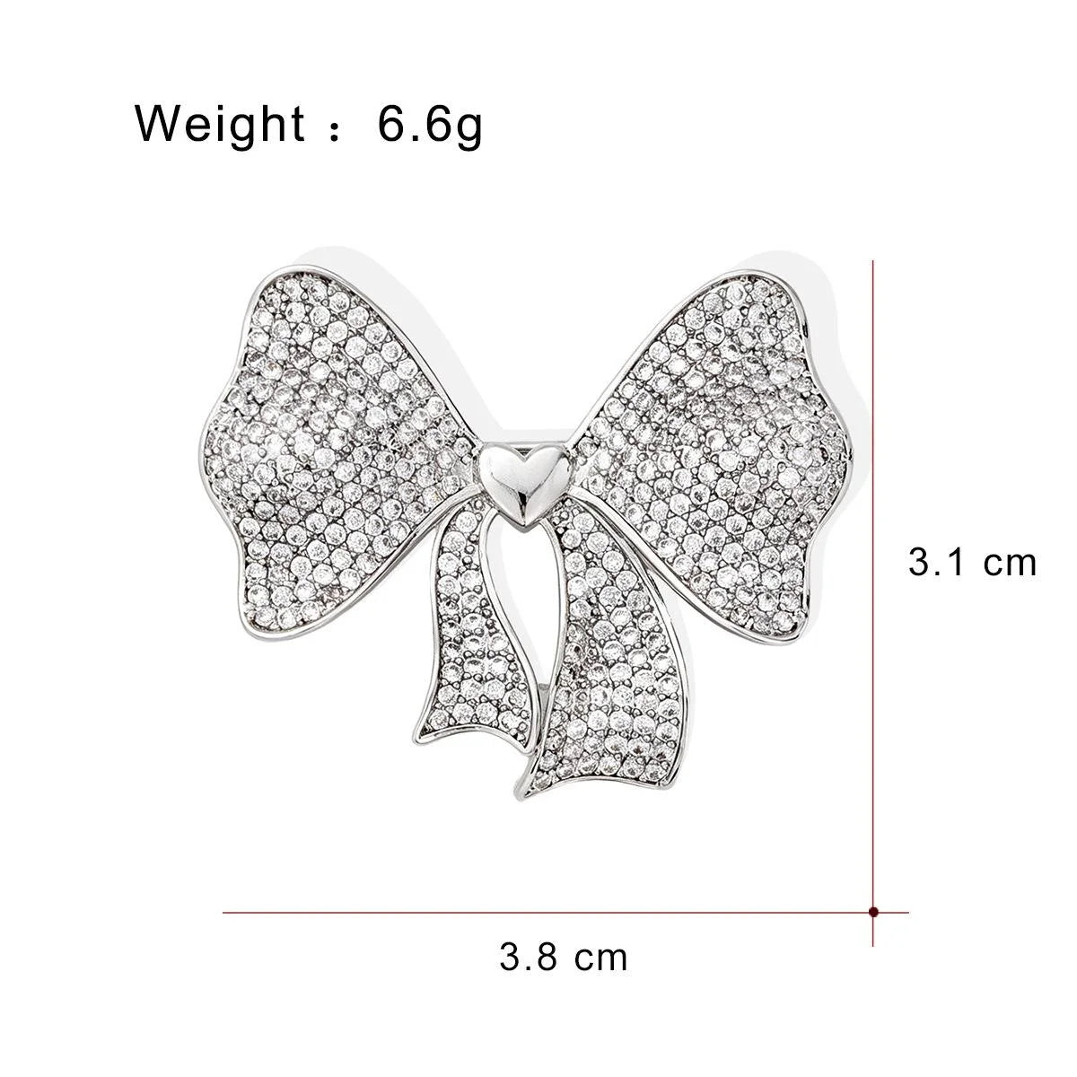 Luxury Rhinestone Bow Brooch For Women, Elegant Alloy Zircon Lapel Pin Corsage Suit Accessory Gift