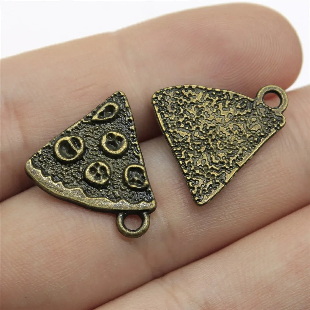 21x16mm 1.2g Multicolor Zinc Alloy Cookie Pizza Cake Charm Pendant for Food Theme DIY Jewelry Making