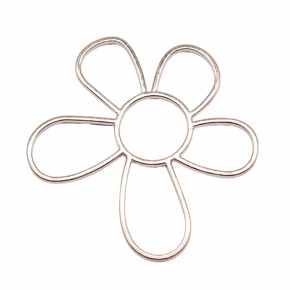 48x42mm 3.7g Multicolor Zinc Alloy Hollow Flower Charm Pendant for Necklace Earring DIY Making