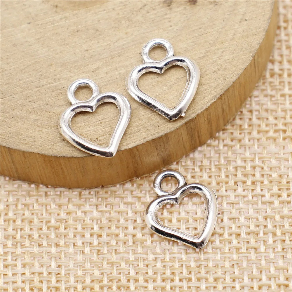 14x11mm 0.45g Antique Silver Zinc Alloy Heart Charm Pendant for DIY Necklace Bracelet Making