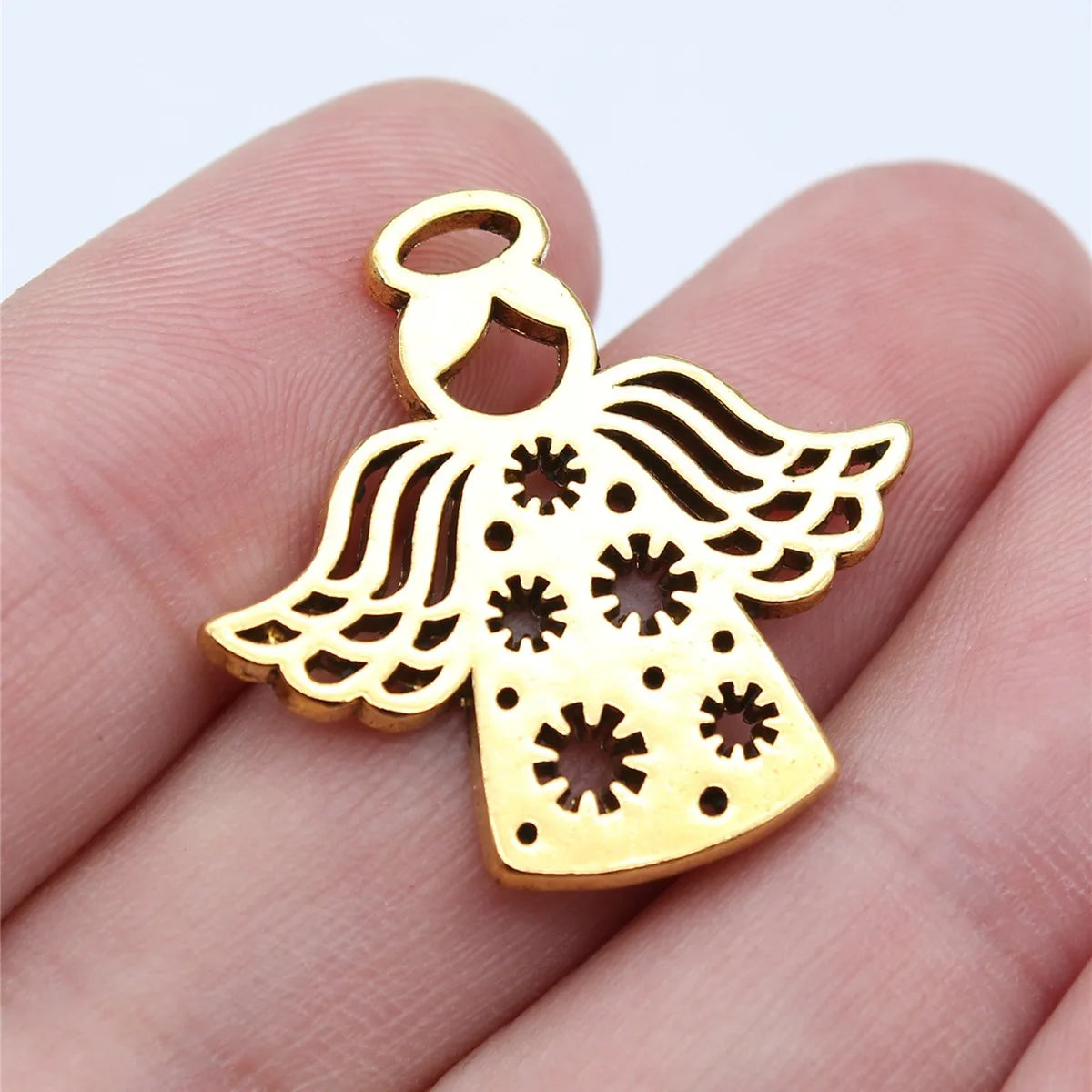 28x27mm 3.1g Multicolor Zinc Alloy Carved Angel Charm Pendant for DIY Necklace Bracelet Making