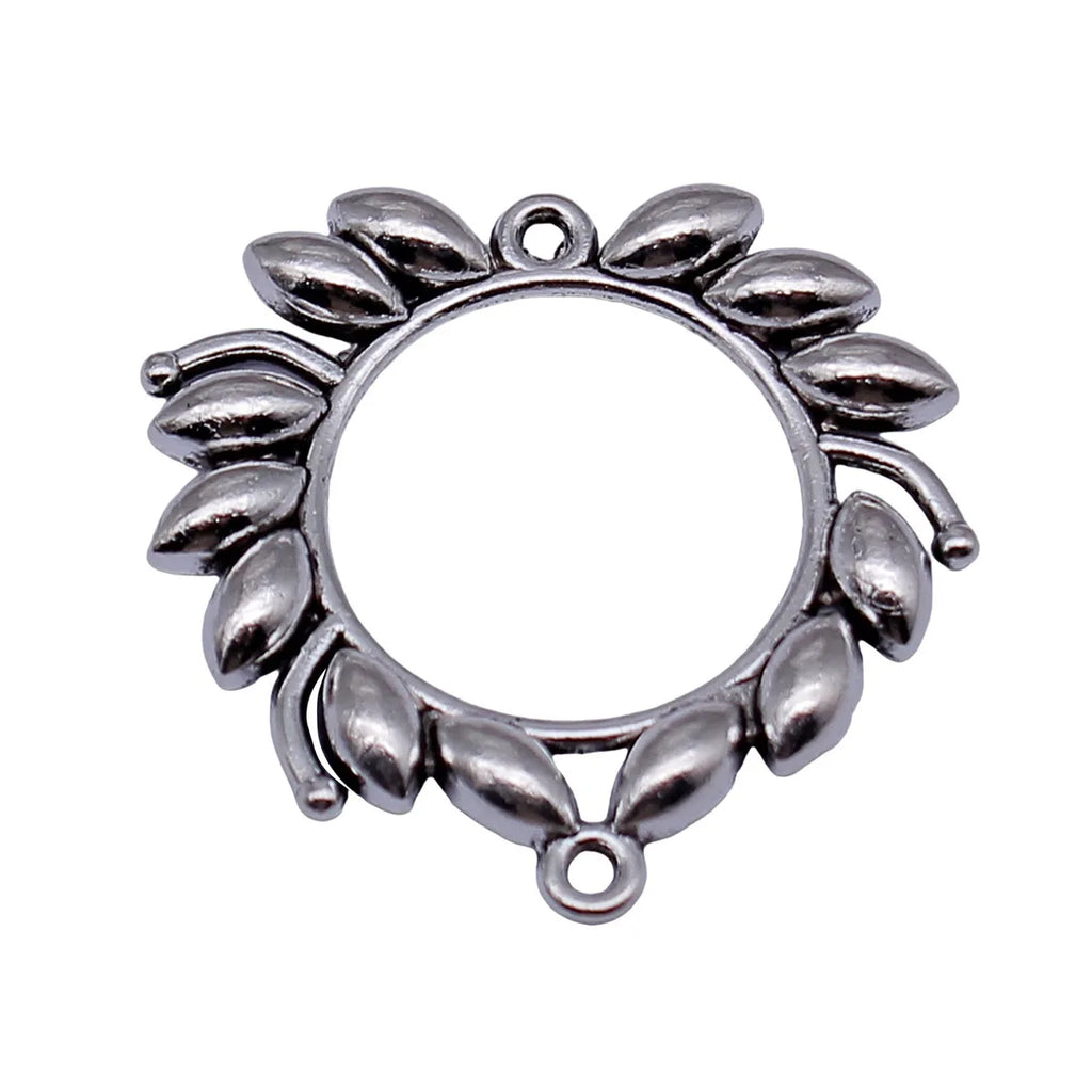 31x30mm 3.1g Antique Silver Tone Zinc Alloy Olive Branch Connector Charm for DIY Jewelry Making