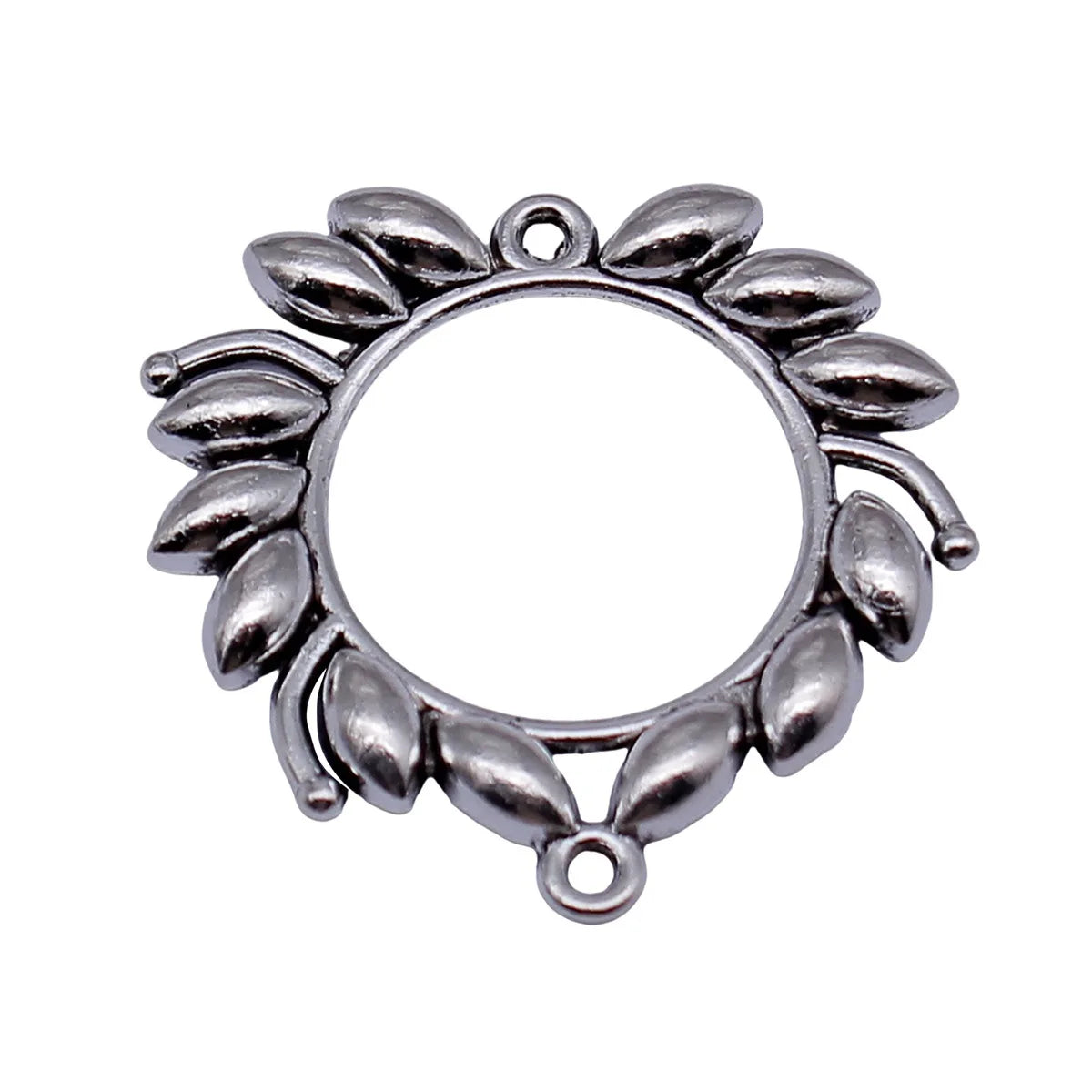 31x30mm 3.1g Antique Silver Tone Zinc Alloy Olive Branch Connector Charm for DIY Jewelry Making