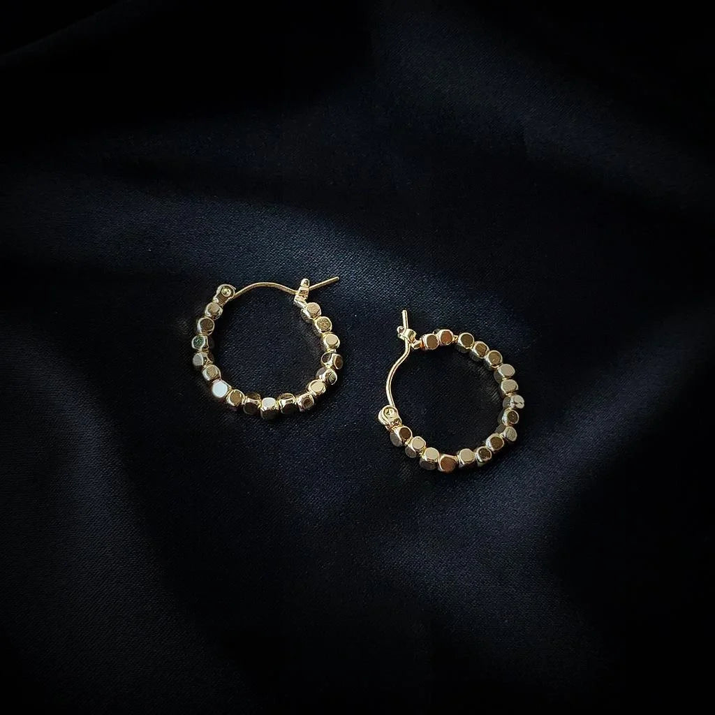 14K Gold Plated Copper Round Hoop Earrings Minimalist European Style Premium Women's Jewelry