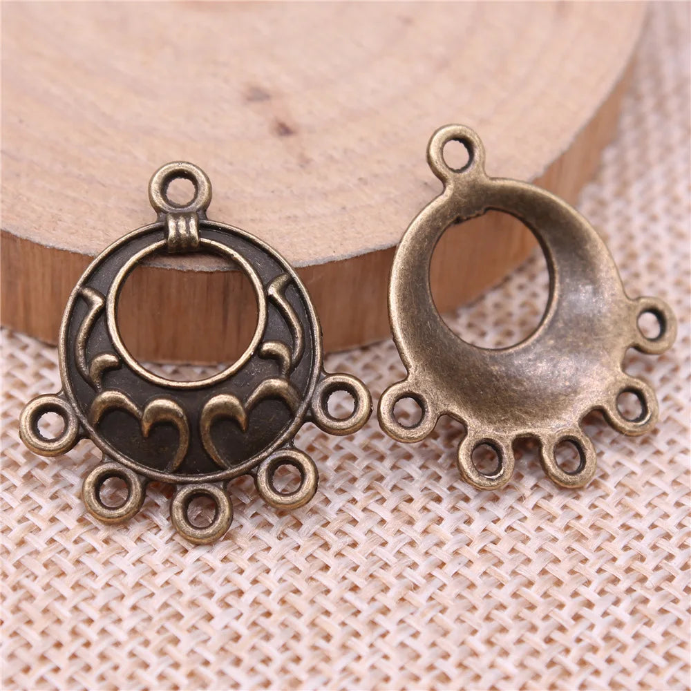 25x23mm 1.8g Multicolor Zinc Alloy Openwork Earring Connector Charms for DIY Earring Jewelry Making