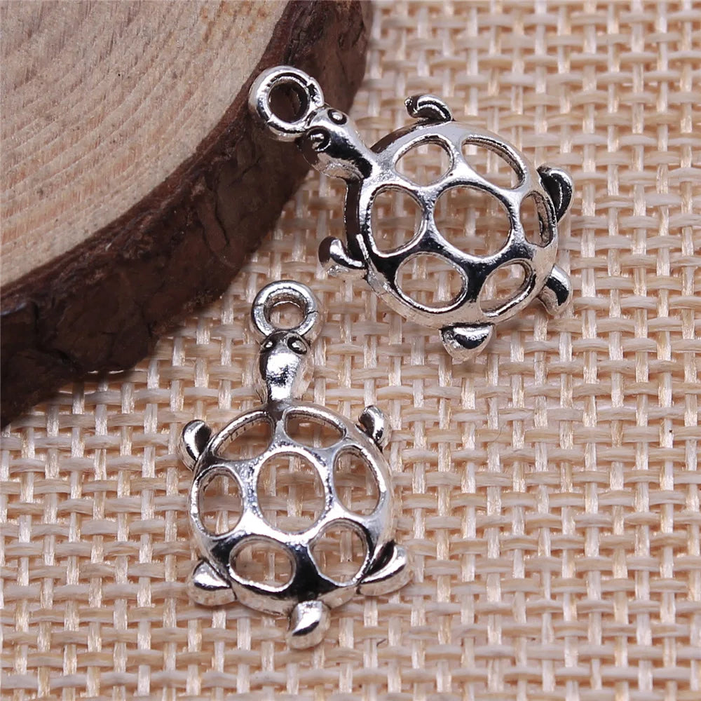 22x12mm 0.9g Multicolor Zinc Alloy Hollow Turtle Charm Pendant for DIY Necklace Bracelet Making