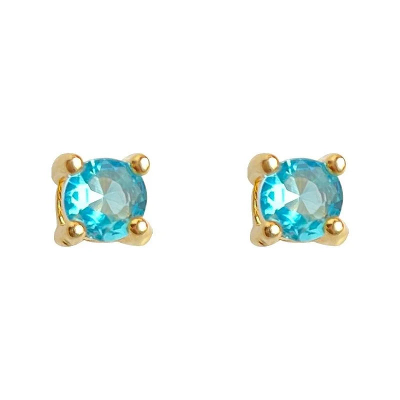 Mini Geometric Zircon Pearl Stud Earrings, Light Luxury Simple Student Style