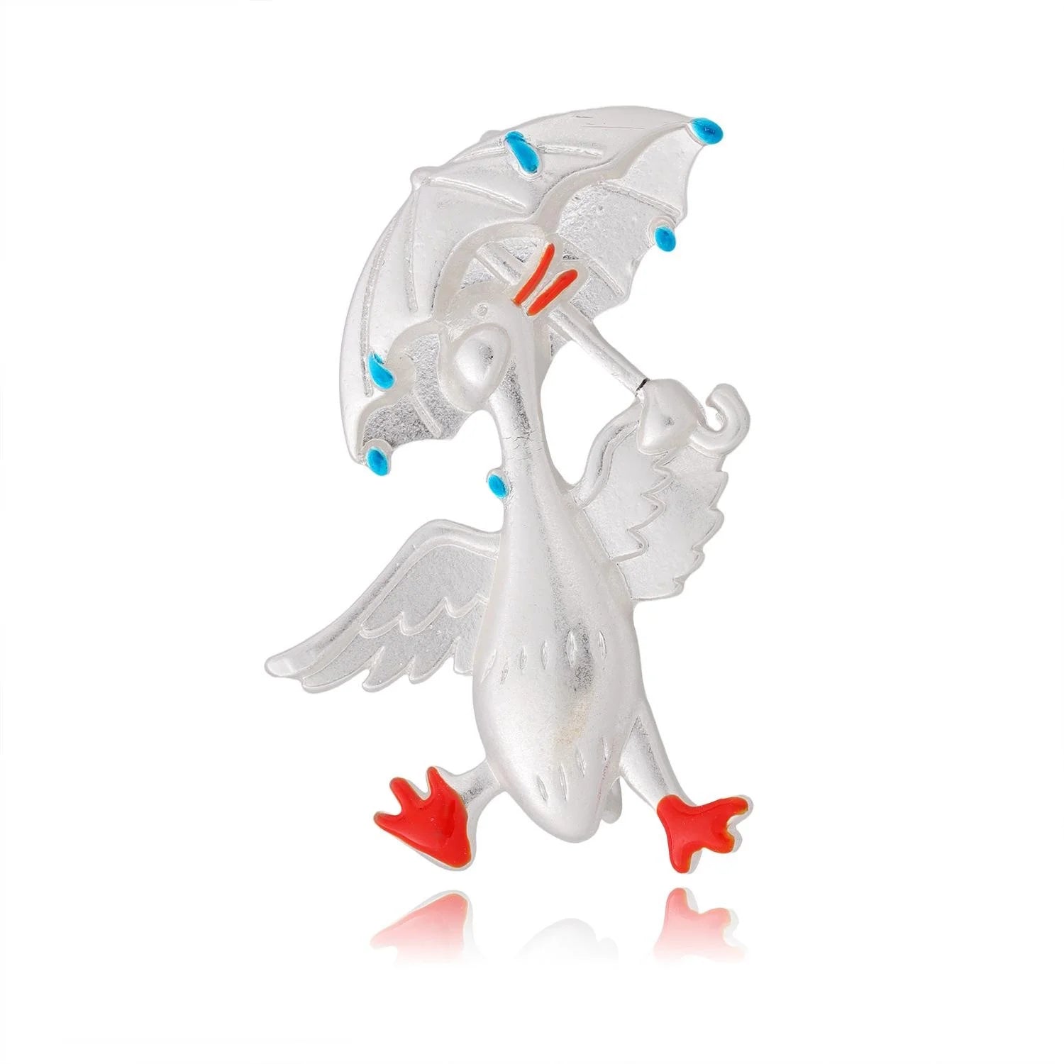 Cute Enamel Duck With Umbrella Alloy Brooch, Whimsical Animal Lapel Pin Corsage Gift For Women