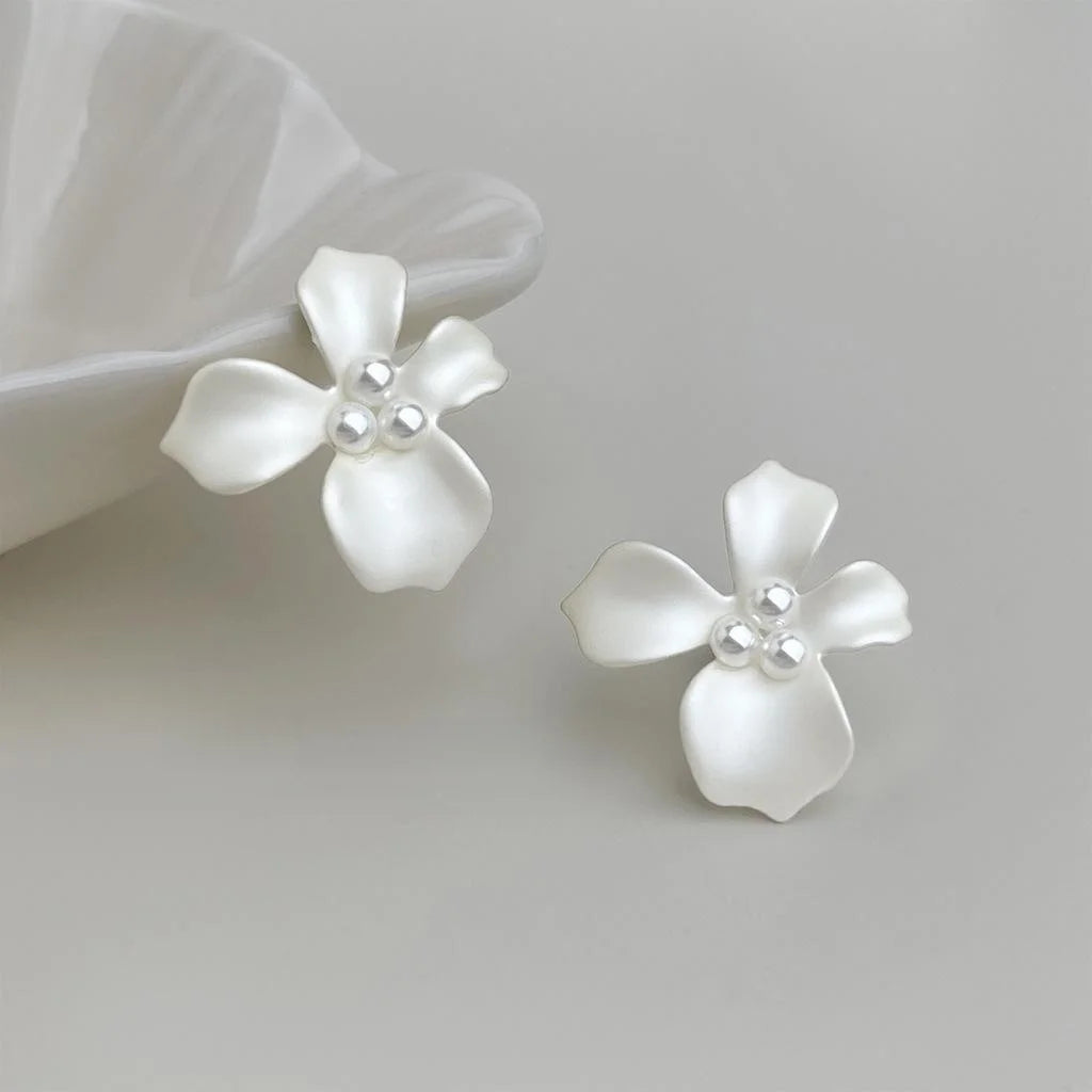 Sweet Floral Enamel Eco-Friendly Copper Stud Earrings Elegant Summer Fashion Jewelry