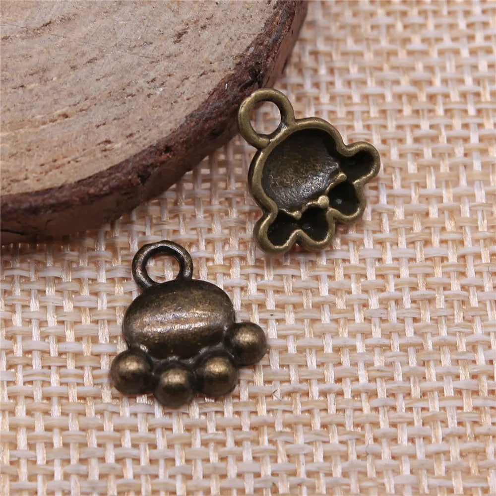 14x12mm 0.8g Antique Bronze Zinc Alloy Paw Charm Pendant for DIY Cute Animal Jewelry Making