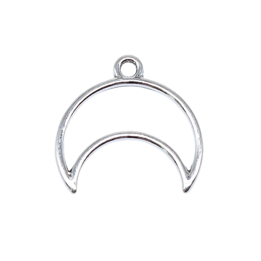 19x20mm 0.57g Antique Silver Zinc Alloy Hollow Crescent Horn Charm Pendant for DIY Necklace Making