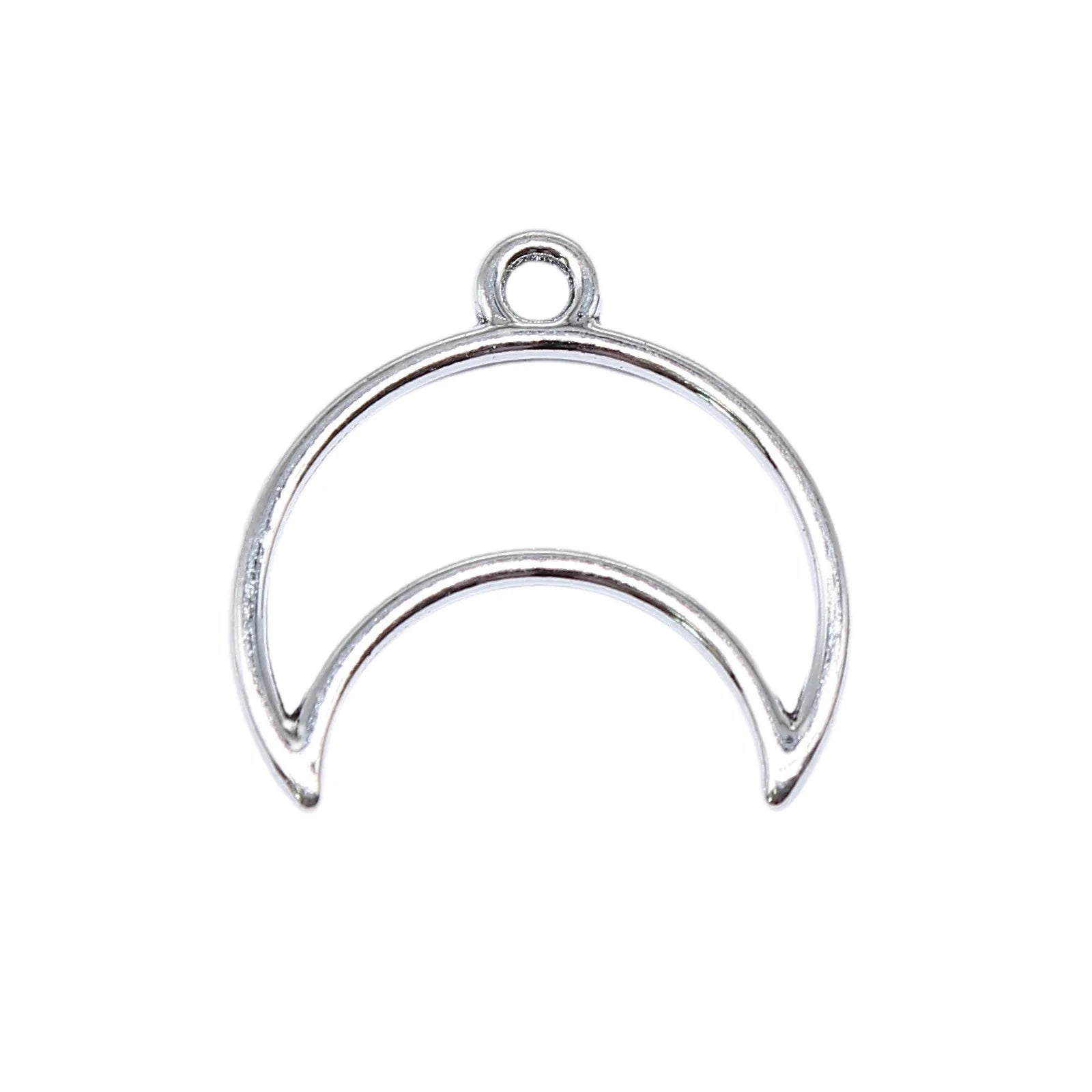 19x20mm 0.57g Antique Silver Zinc Alloy Hollow Crescent Horn Charm Pendant for DIY Necklace Making