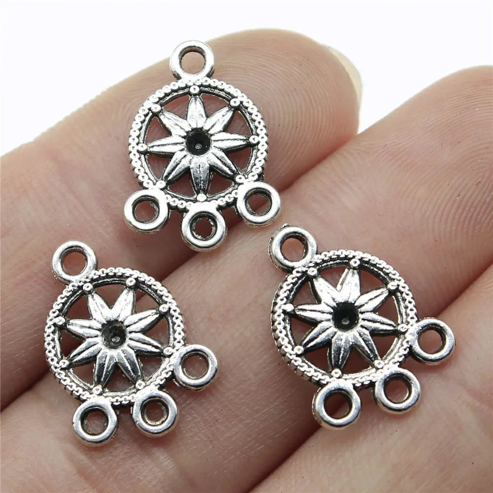 18x13mm 0.9g Multicolor Zinc Alloy Flower Earring Connector Charms for DIY Earrings Jewelry Making