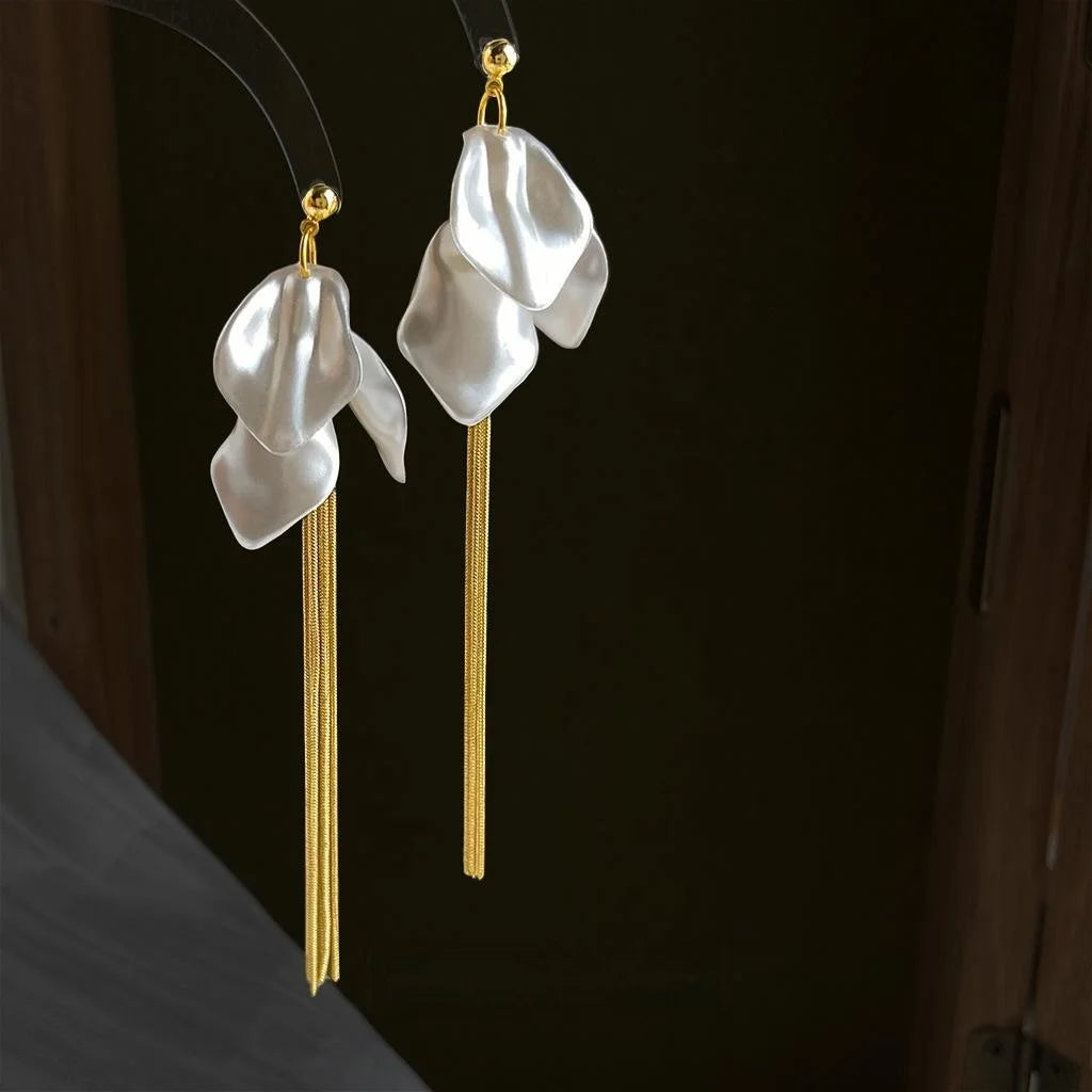 Handmade Eco-Friendly Copper Floral Tassel Drop Earrings For Women, Long Artsy Sweet Style